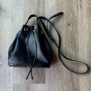Anine Bing Mini Alana Black Leather Bucket Bag